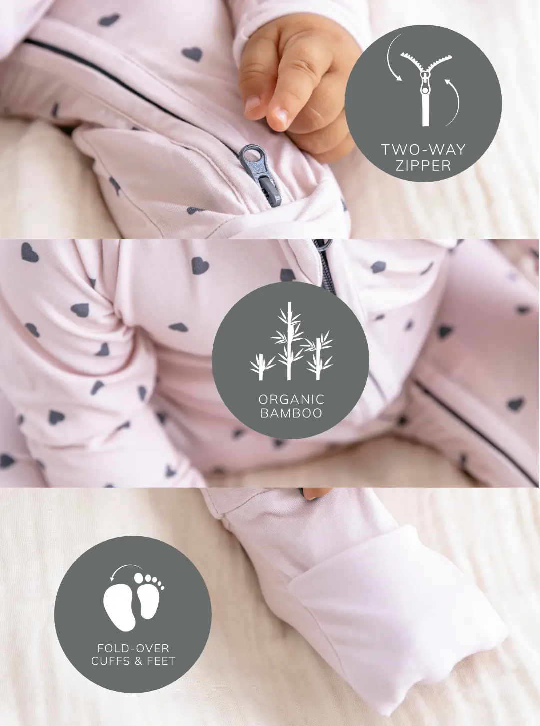 Mameluco con cierre Lion Footprint Bamboo